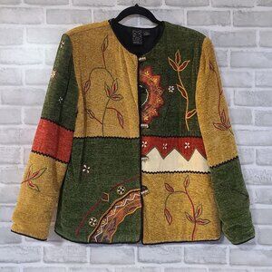 Vintage Daniel K New York USA Sweater Jacket Abstract Granny Art to Wear Large